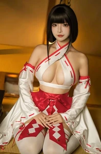 Coser@yuuhui玉汇 神乐巫女の试炼写真！丝足过膝袜神乐cosplay极致诱惑高清大片